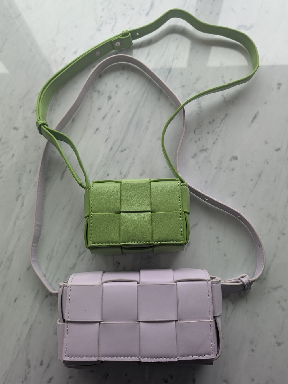 Woven Intrecciato-Style Bags (Set of 2) – Vegan Leather – New - Unbranded